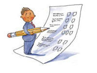 Desenho de um homem realizando um laudo ou relatório.