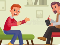 Desenho de uma sessão de psicoterapia.